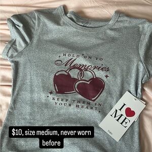Gray Crop Top with Heart Design